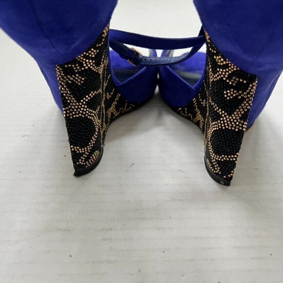 Sergio Rossi cobalt blue studded suede heels size 38.5 / KILO - Picture 6 of 8